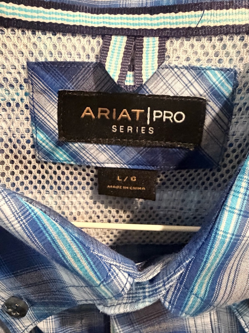 Ariat Pro Series Blue Plaid Western Shirt Size L